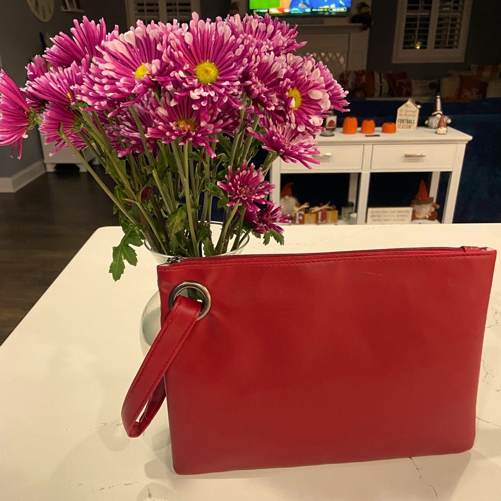 Red oversized wristlet new